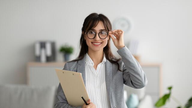 Woman with clipboard