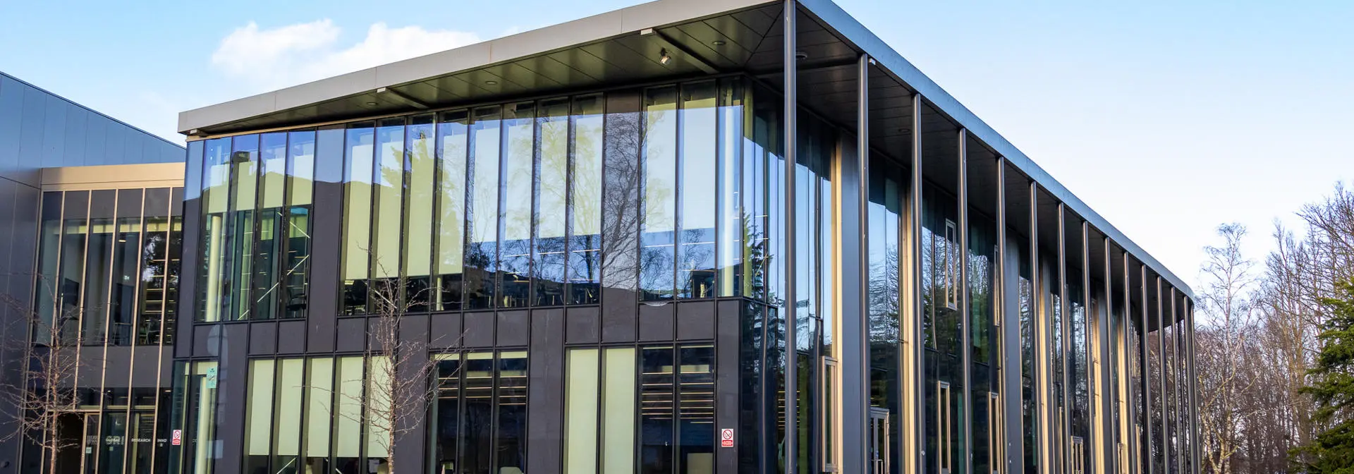 A glass modern building