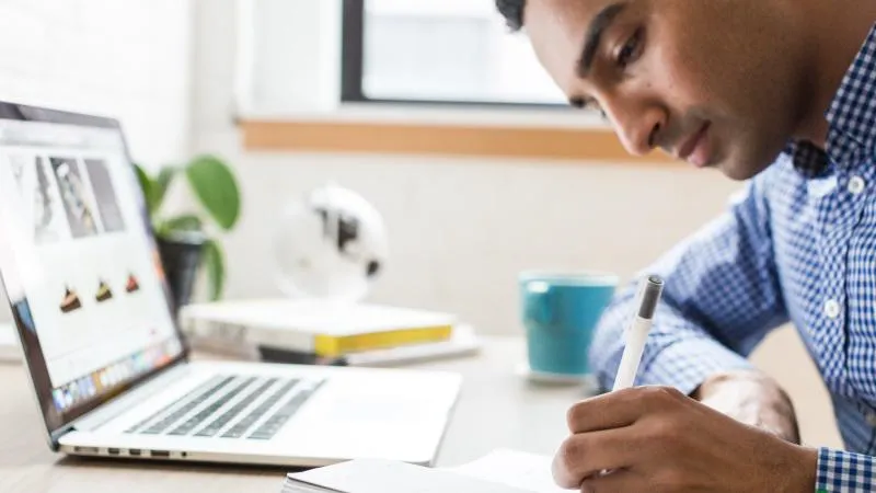 Student working on laptop