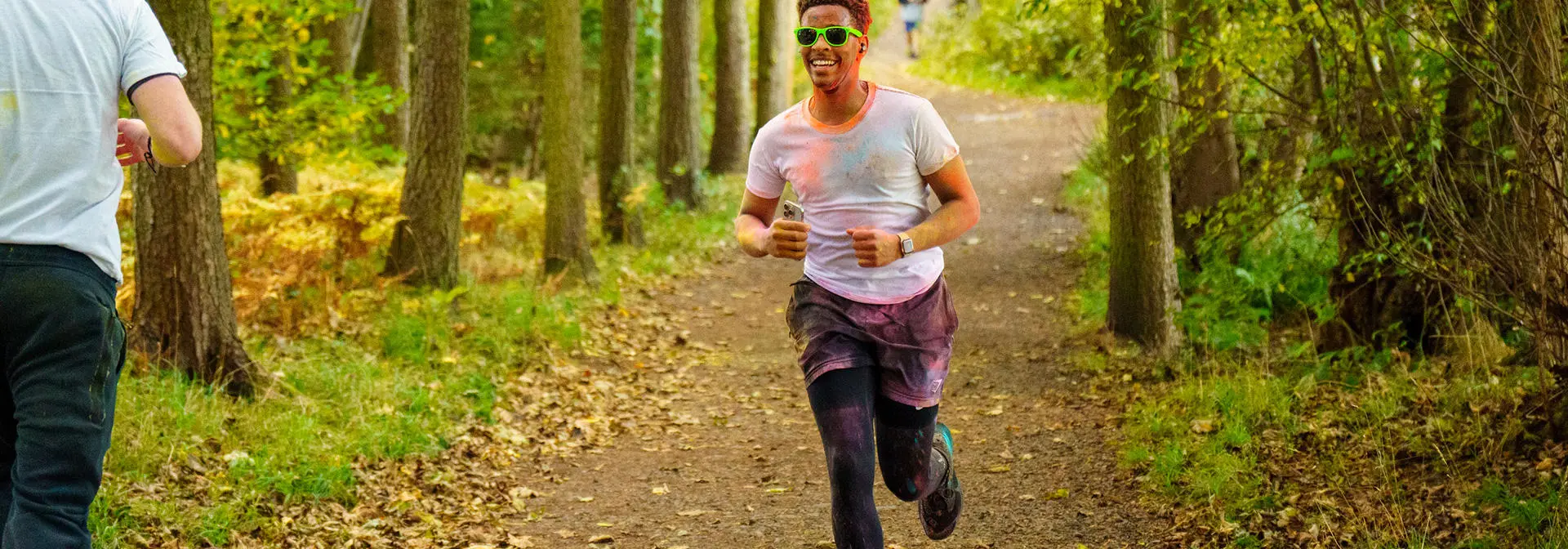A man running through the park