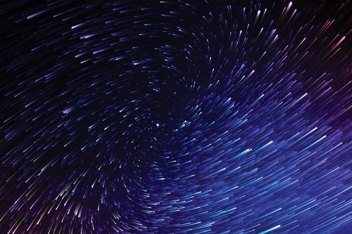 swirling points of light in space