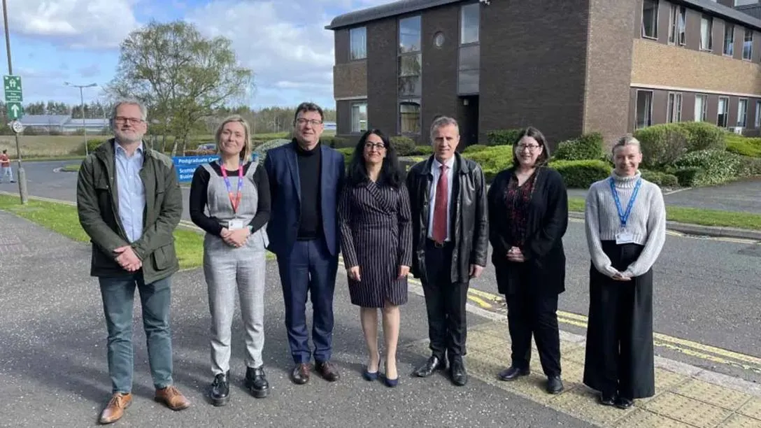 Left to right: Chris Larkins, Emily Stone, Mr Crouzet, Prof. Mercedes Maroto-Valer, Mr Pailler, Dr Lindsay Wilson, Flora Reynolds
