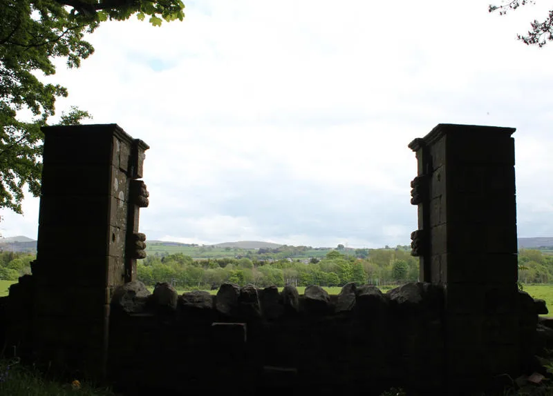 The gateway formerly connected to a public highway Two stone gate piers