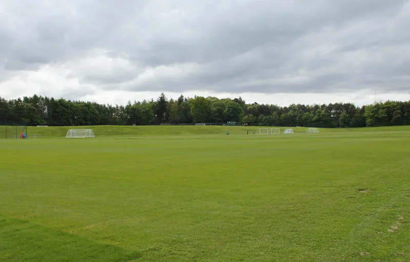 The playing fields were the first major landscape project at the Edinburgh Campus Grass sports pitches