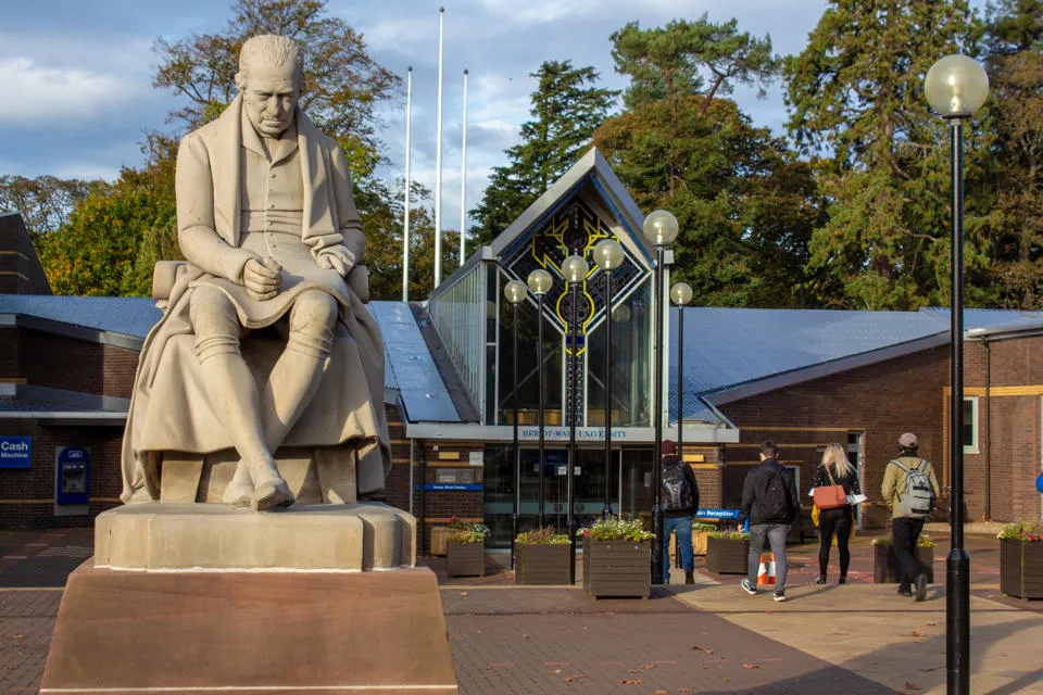James Watt statue in front of main reception, Edinburgh Campus