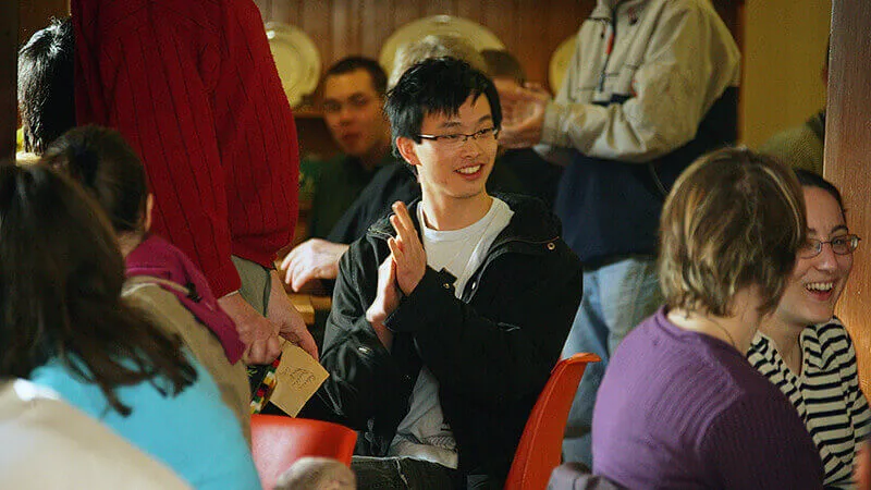 A student sitting in the chaplaincy.