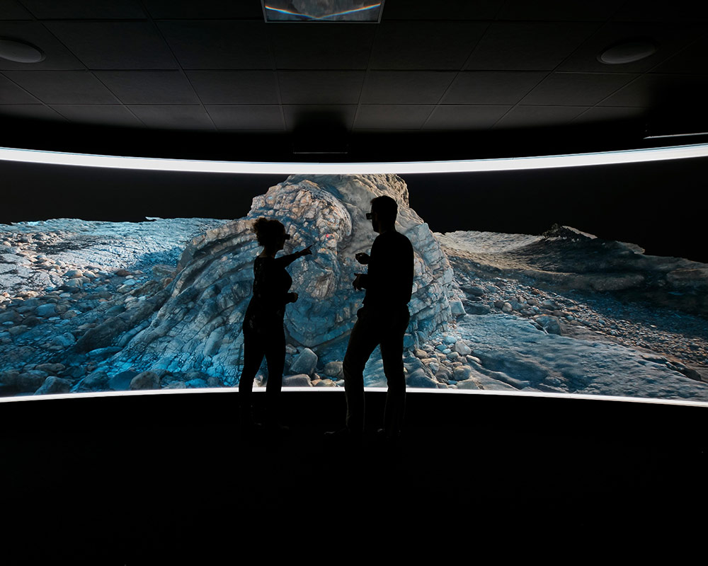 People wearing virtual reality headsets