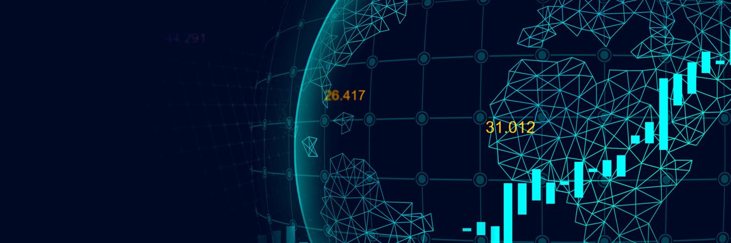 The globe with a graph running through the centre.
