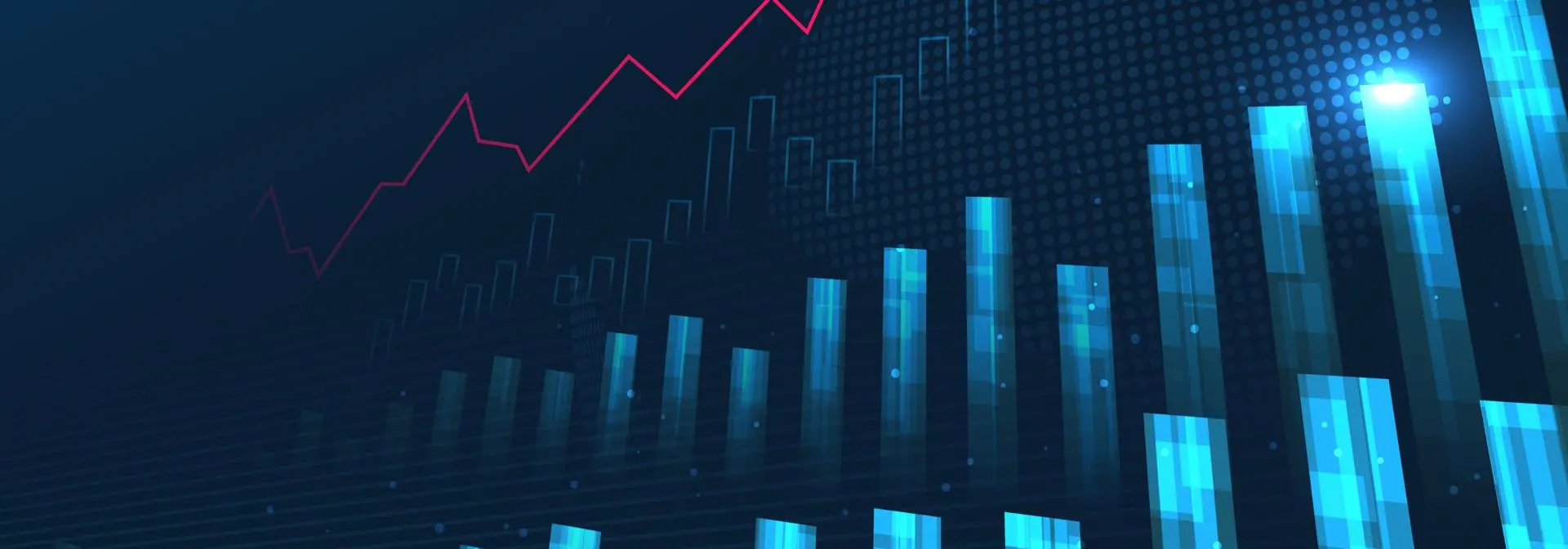 Illustration of a graph chart featuring rows of bars indicating trends and data movement.
