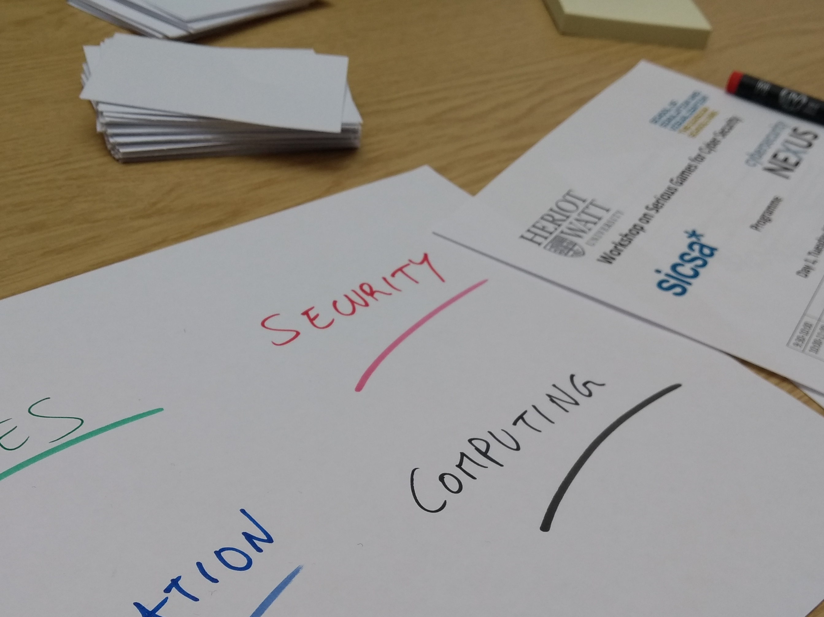 Heriot-Watt paper with the words 'security' and 'computing' written in pen.