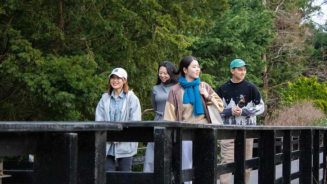 Students walking on campus