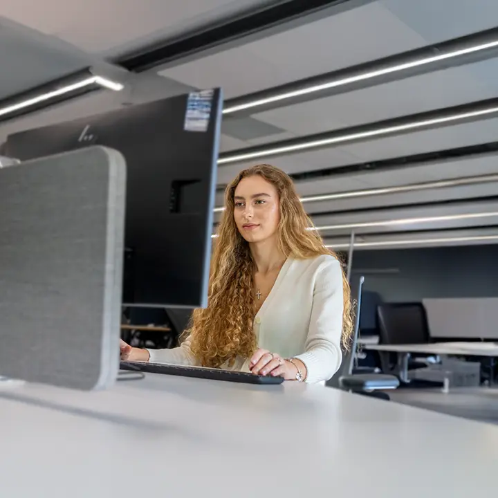 Lolita, Computer Science student, working on a computer in GRID