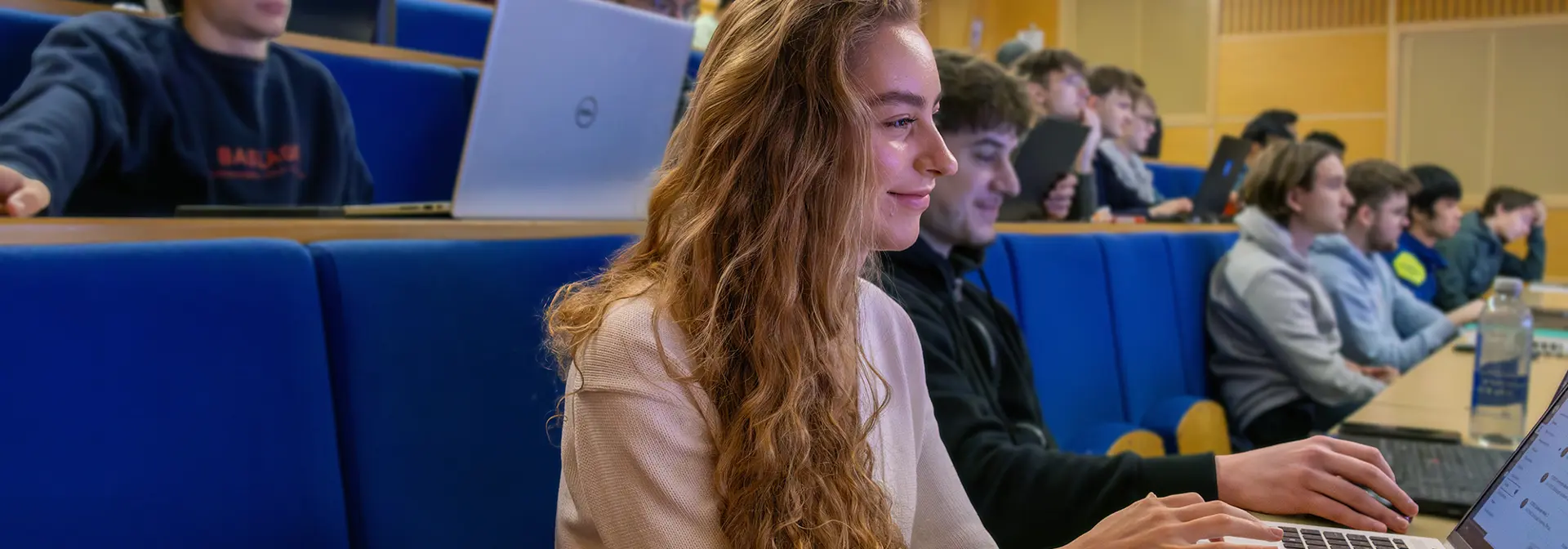 Lolita, computer science student, in a lecture theatre