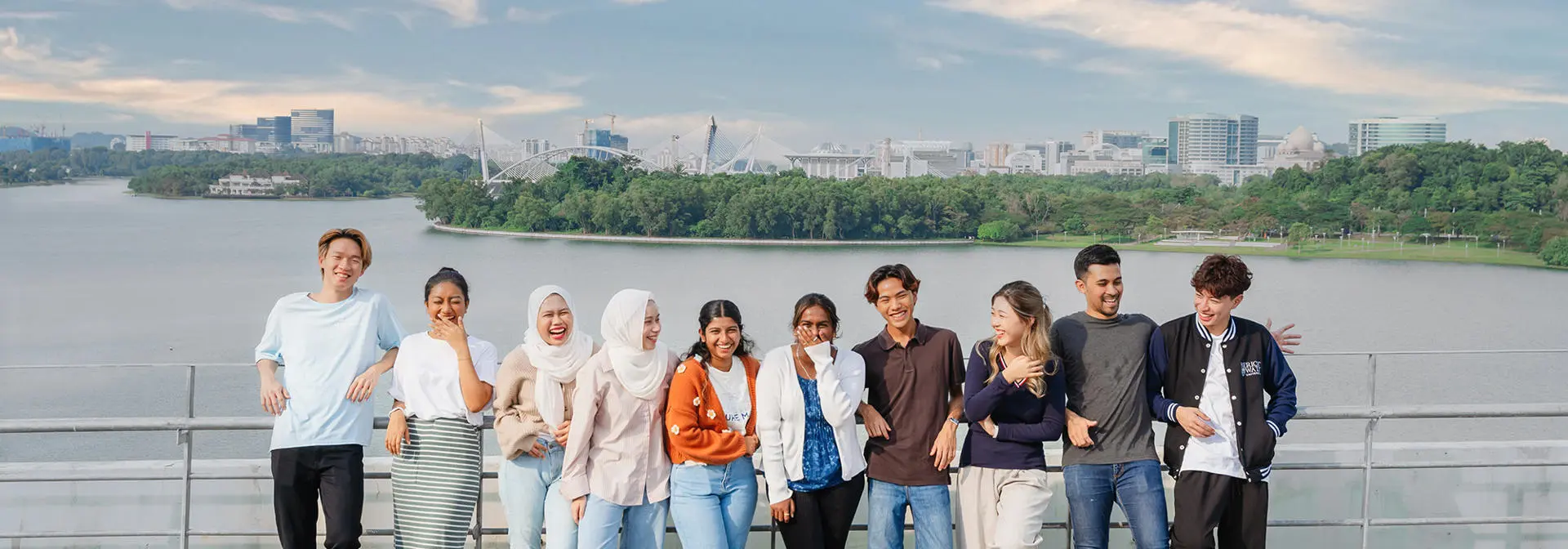 Students on the rooftop balcony of the Heriot-Watt University Malaysia campus
