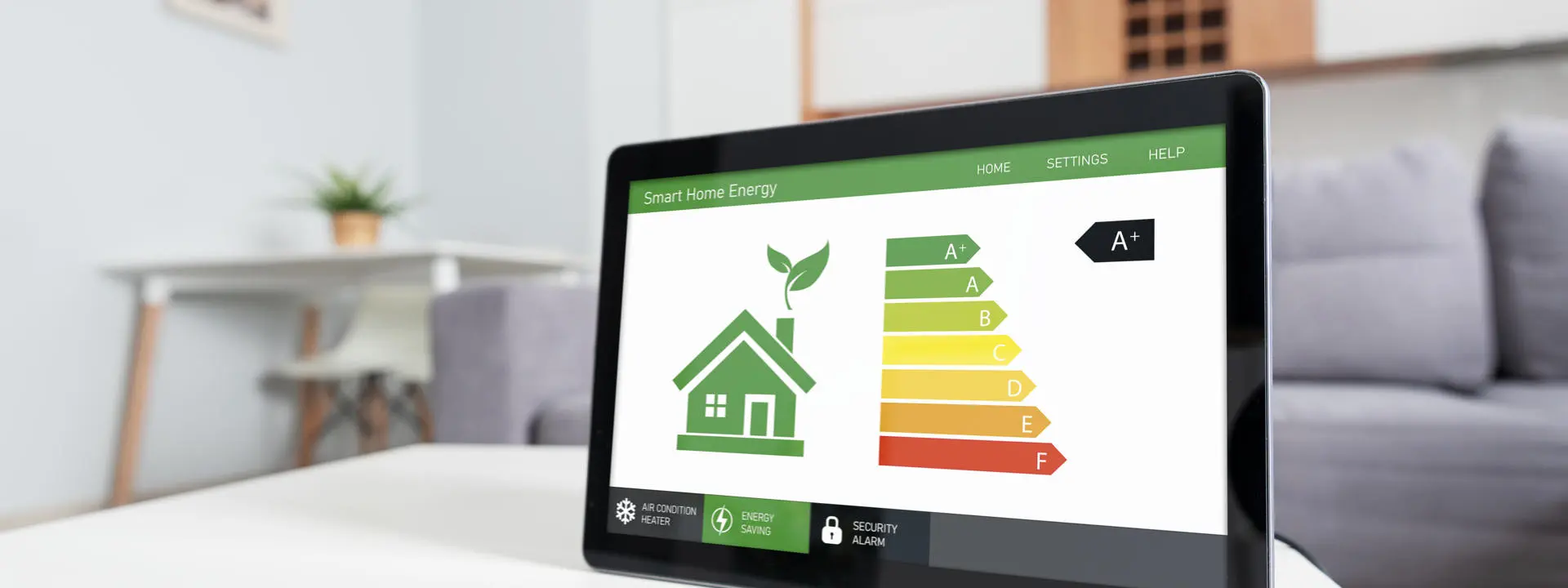 An energy meter displaying the energy performance certificate
