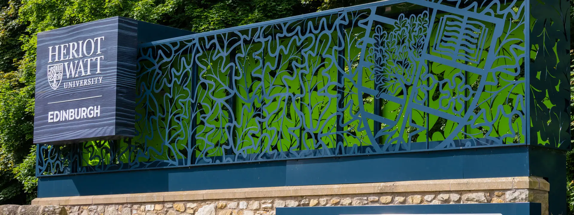 Welcome sign at Heriot-Watt University Edinburgh