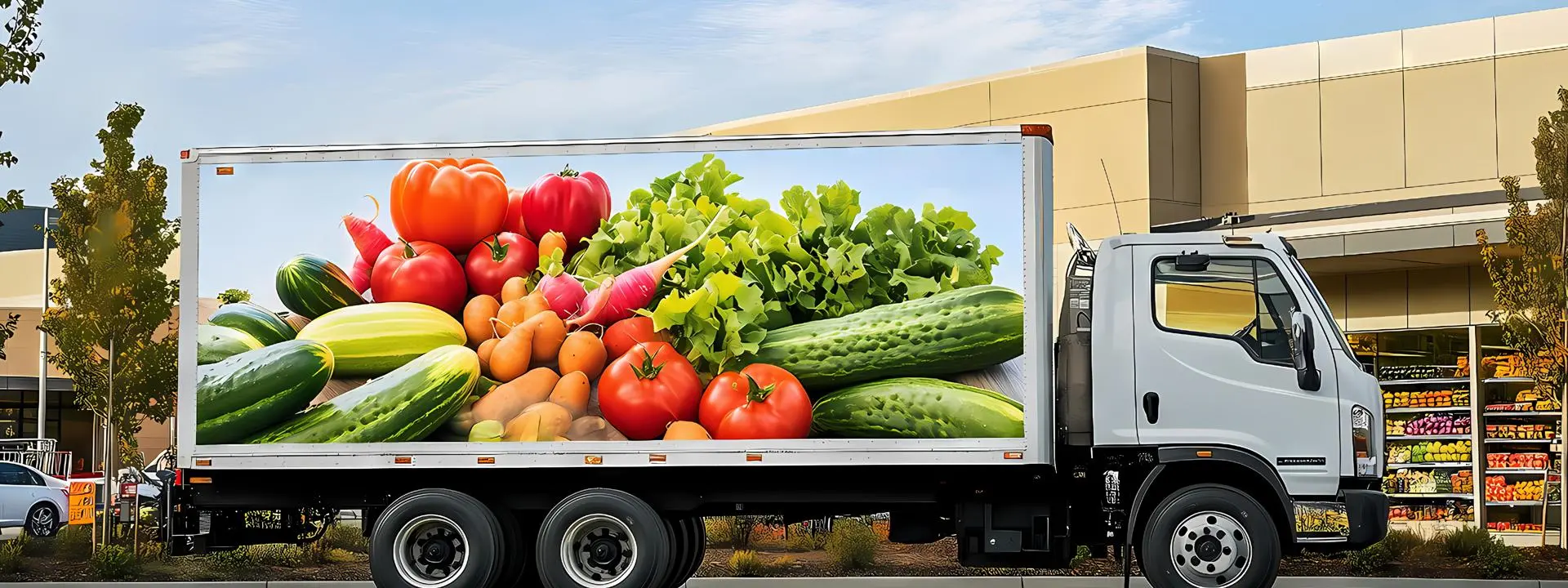 A supermarket delivery truck
