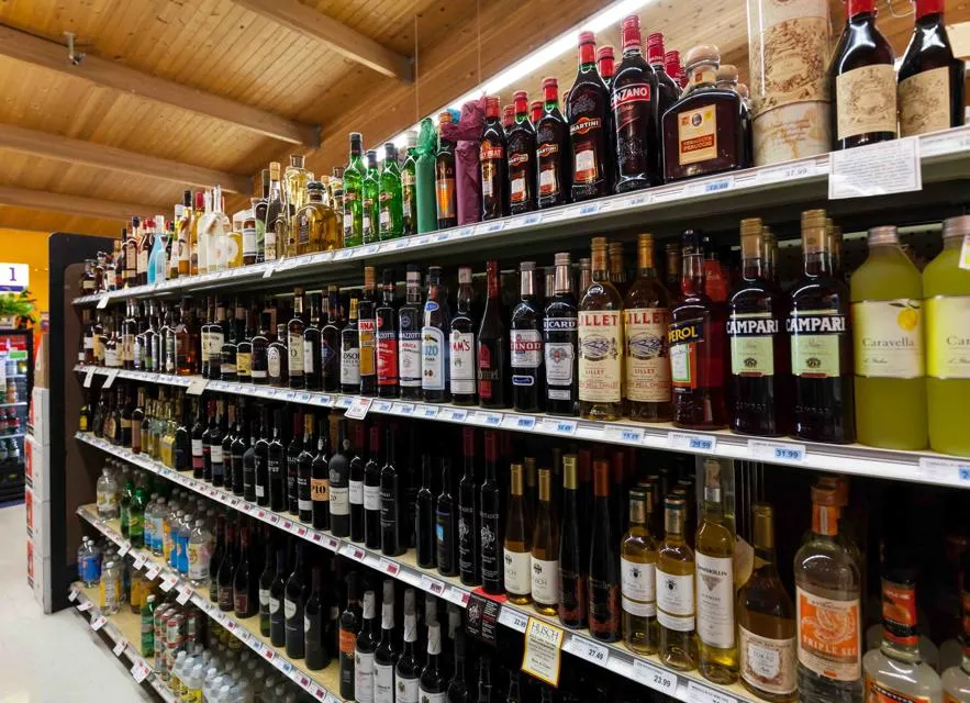 Alcohol on store shelves. Photo by Bill Oxford.