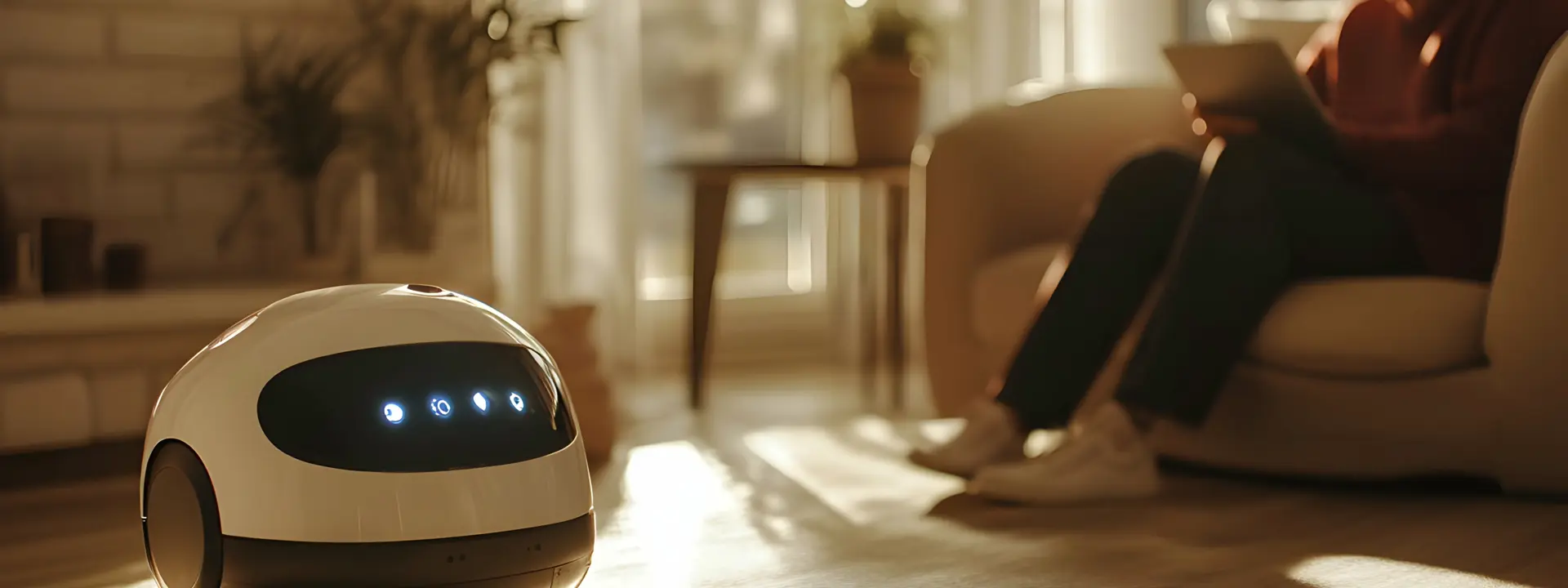 A robot in a home setting