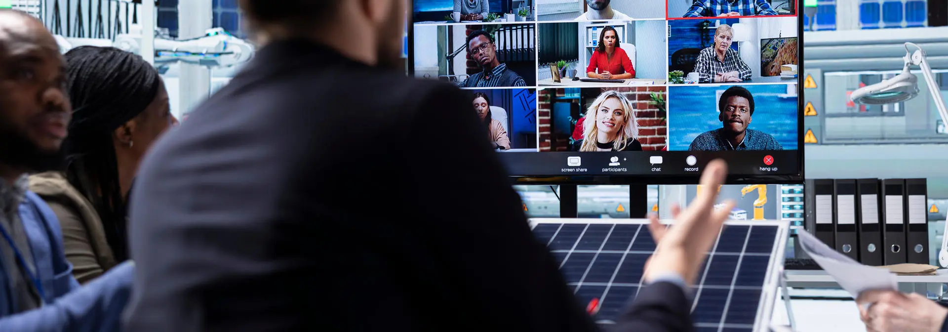 A group on an online work group meeting.