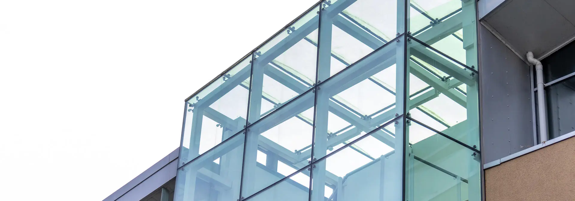 A modern glass building.