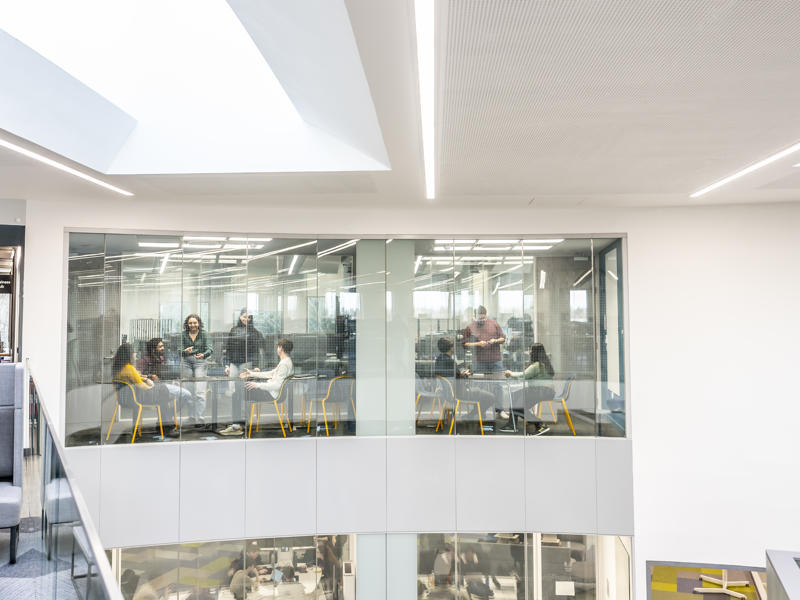 Students working in a breakout room.