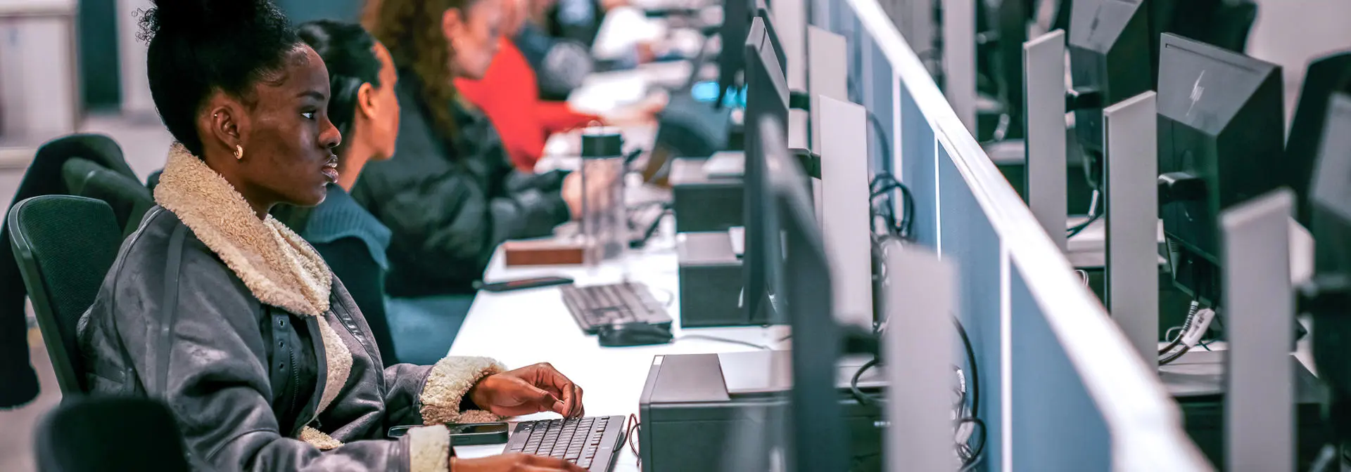 Students working in a computer lab