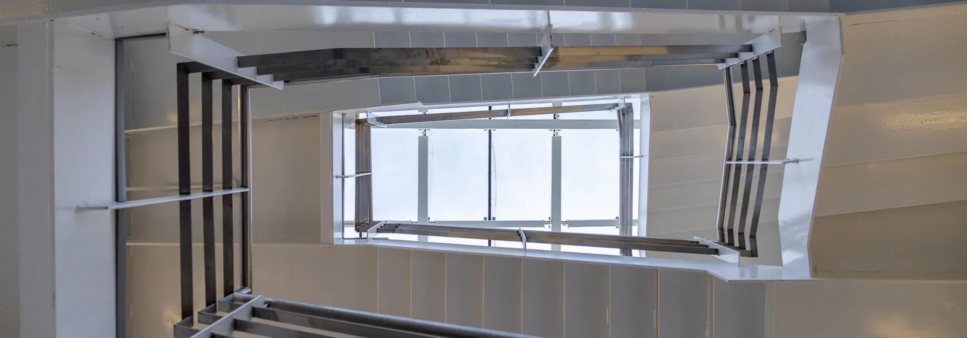 Looking up into a stairwell