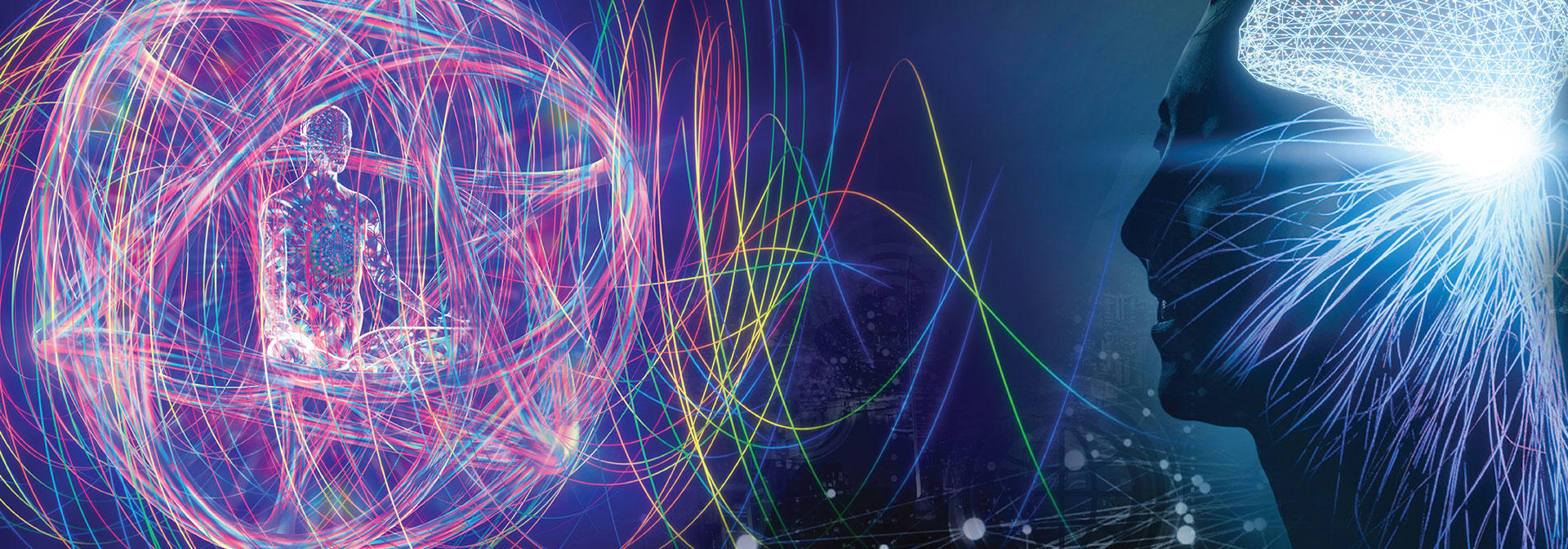 Visual representation of a brain highlighting the connection between human thought and digital information.