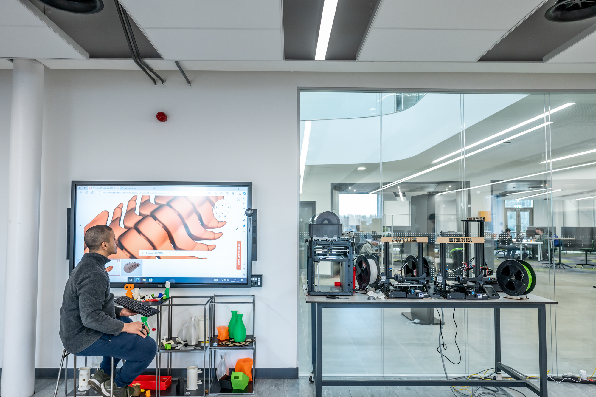 Student working on a 3d printing project