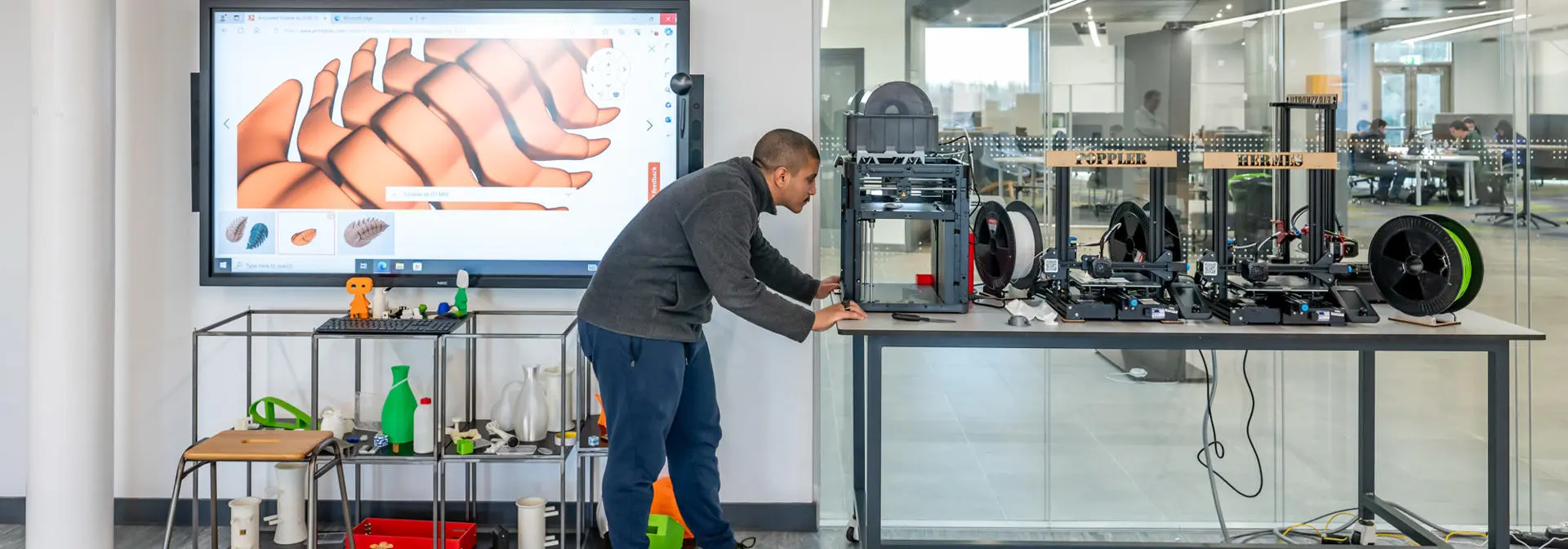 Student working on a 3d printing project