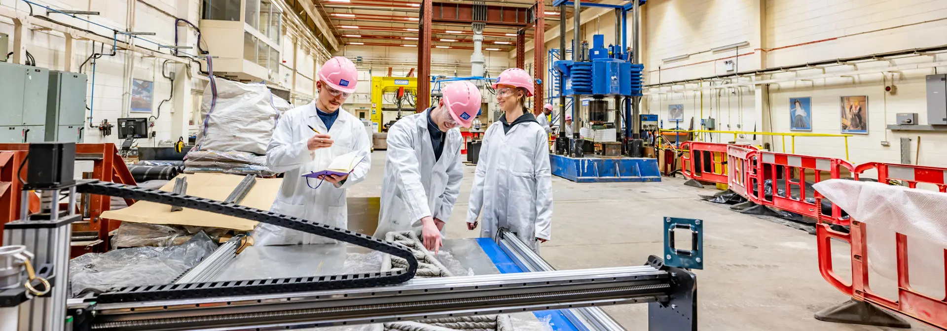 Students in a built environmental testing lab