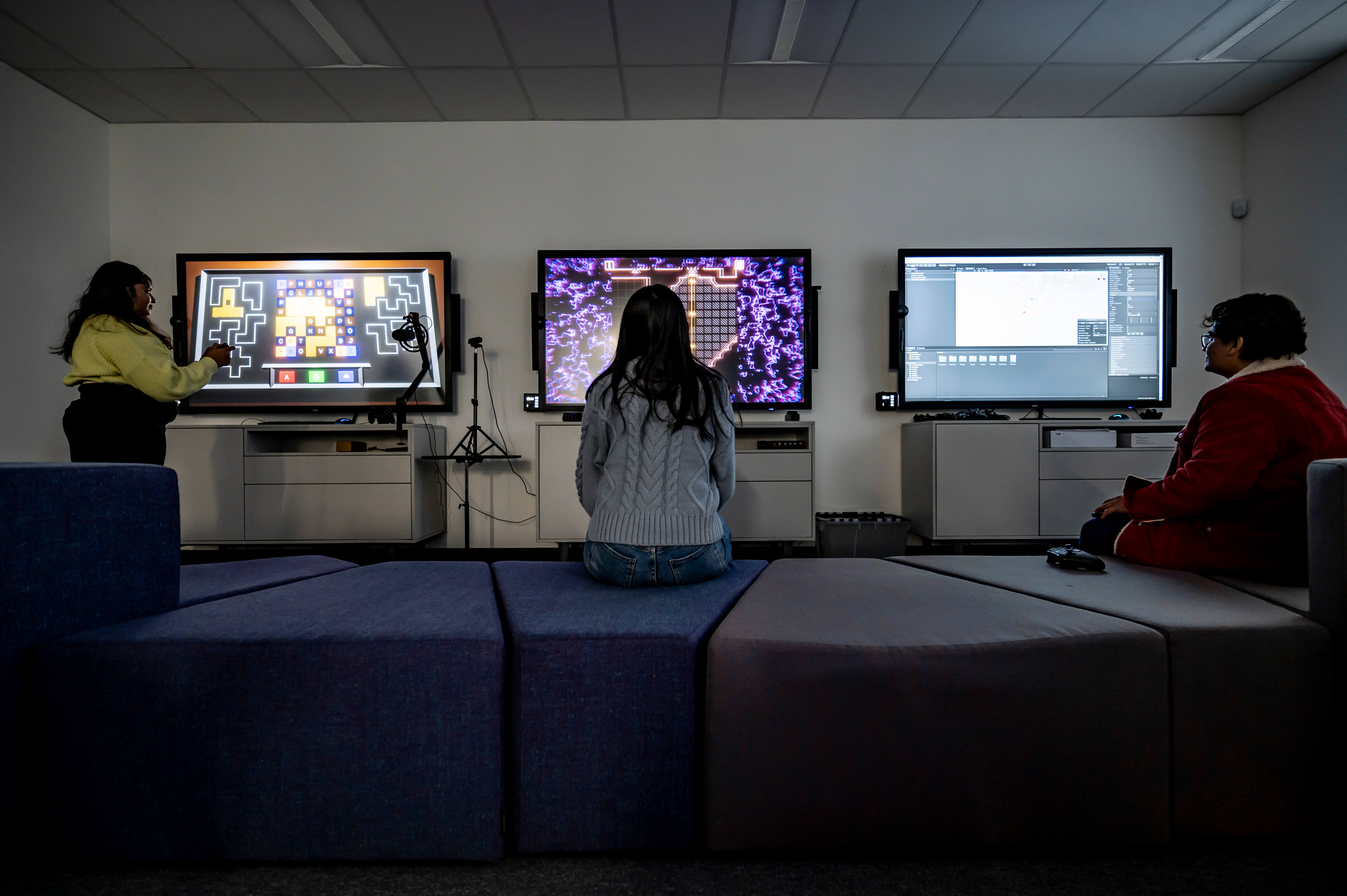 Computer Games Design students working in the games lab