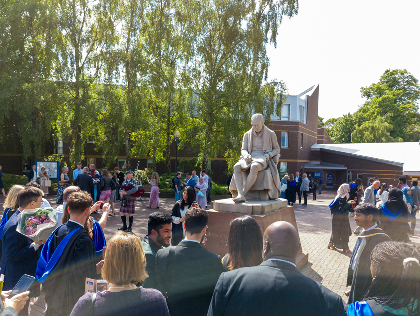 Students on graduation day at Heriot-Watt Edinburgh campus.