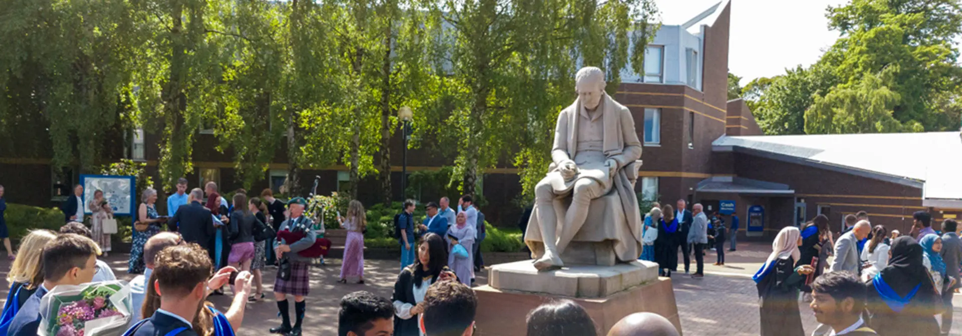 Students on graduation day at Heriot-Watt Edinburgh campus.