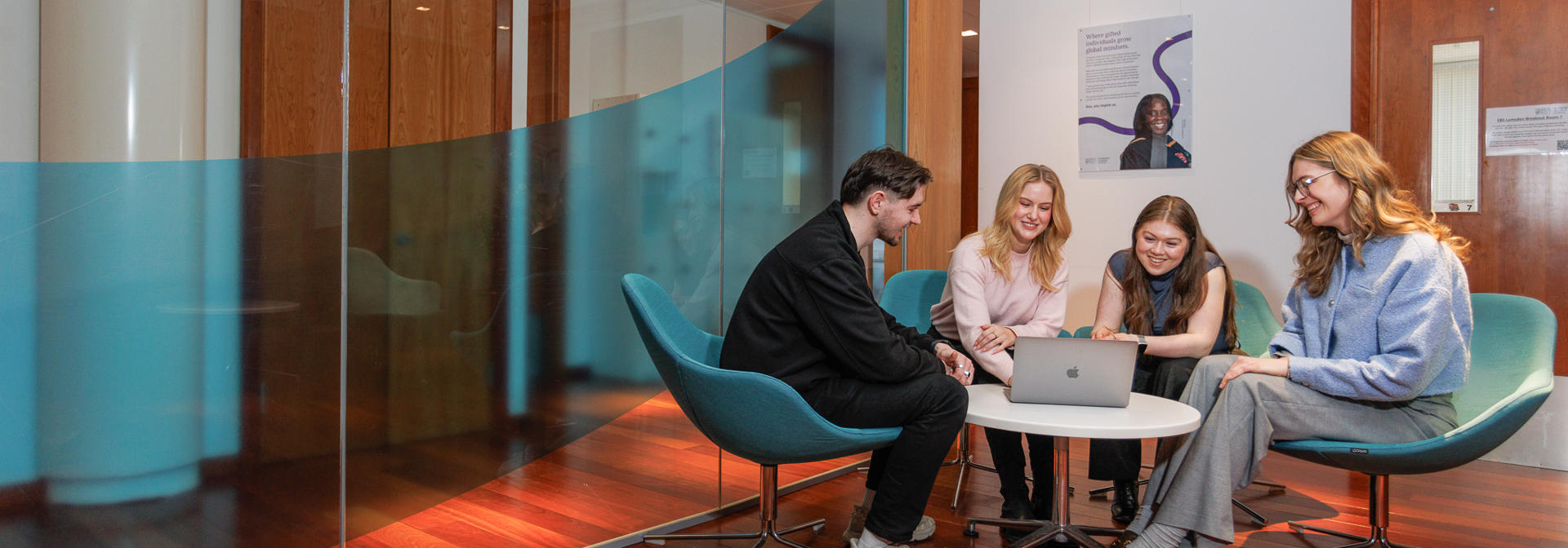 Students in the Edinburgh Business School breakout room.