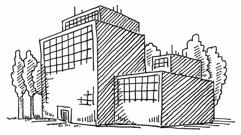 Buildings and trees