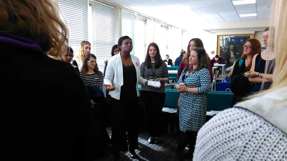 A woman engineer addresses the inaugural meeting of the Women's Engineering Society