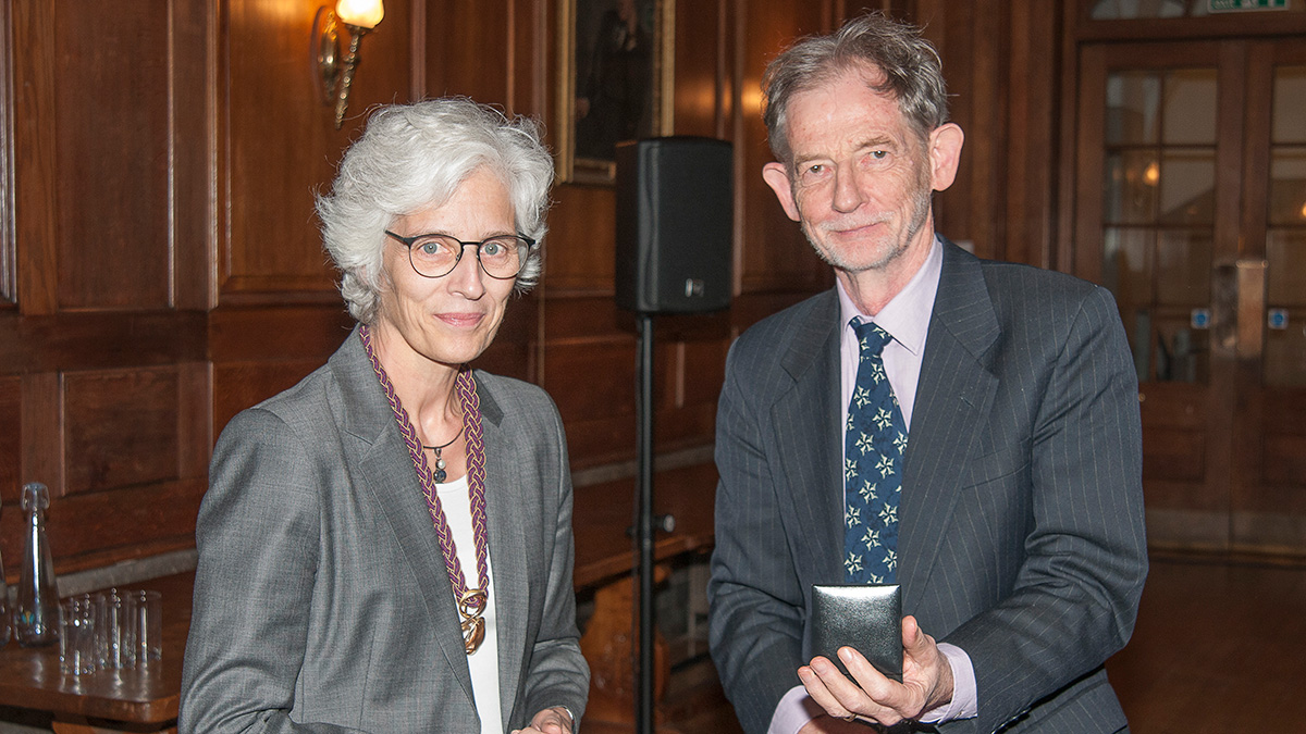 John Ball collects the De Morgan medal