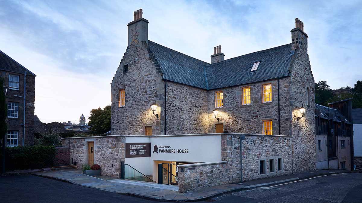 exterior of Panmure house at dusk