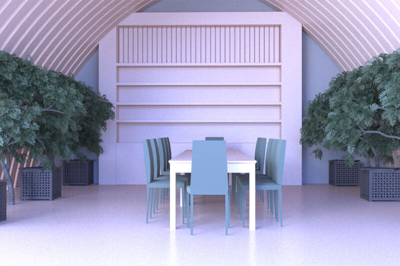 A well-furnished dining room with a wooden table and comfortable chairs.