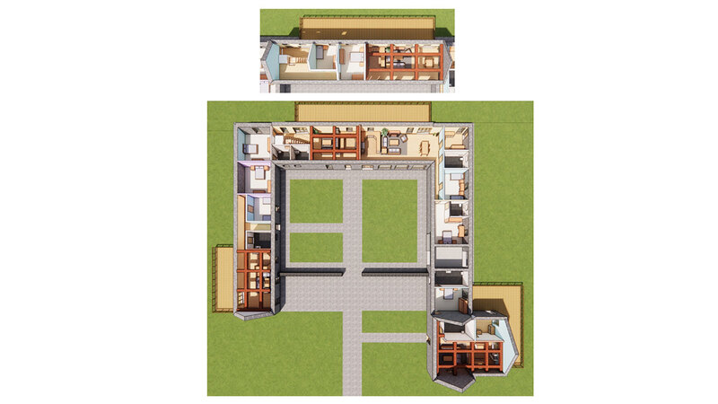 A blueprint of a house showcasing a spacious living areas.