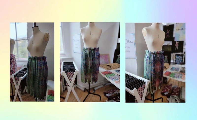 Mannequin displays skirt design from collection by Twinkle Kalra