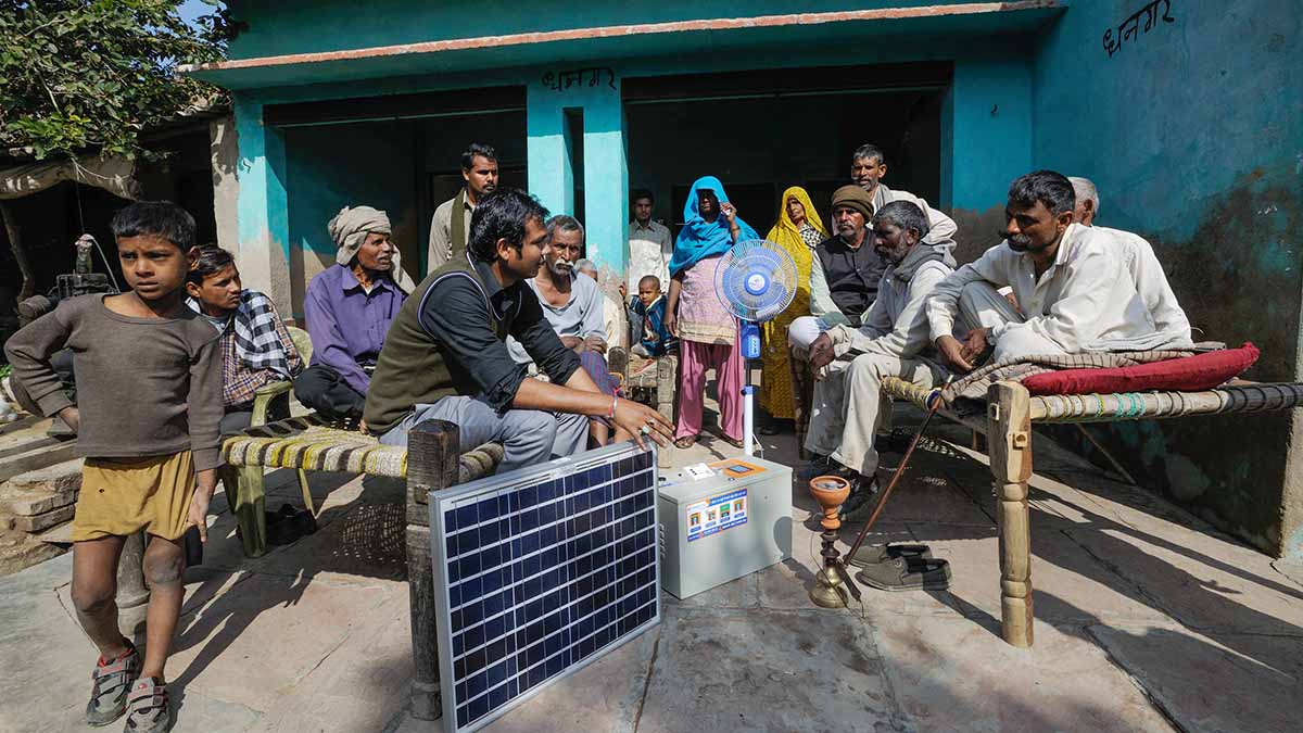 Community renewable energy technology is demonstrated to a village group